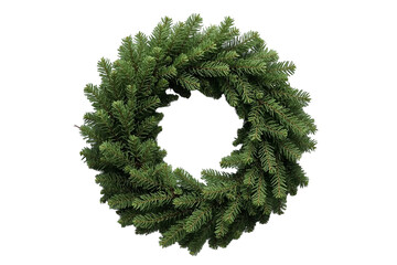 Fototapeta premium Stylish plain evergreen christmas wreath as a clean studio cutout