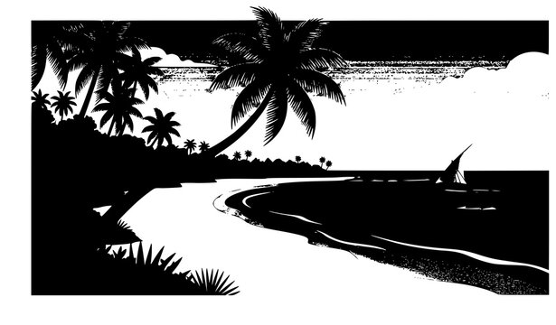 Zanzibar Island Paradise Beach and Indian Ocean Vector