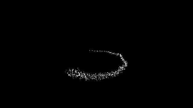Glittering star line and circle sparkle on black screen background representing luxury magic effect, christmas sparkle ring, pixie dust burst, and 4k abstract animation.