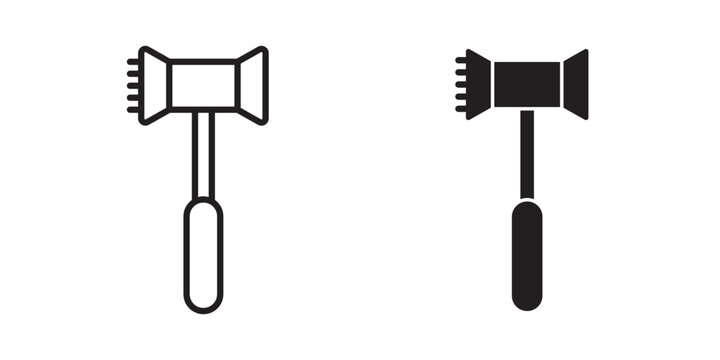 Meat tenderizer icon flat outline in black
