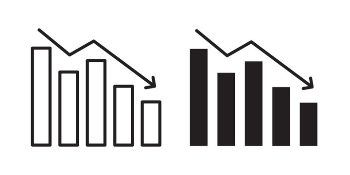 Negative trend icon flat outline in black