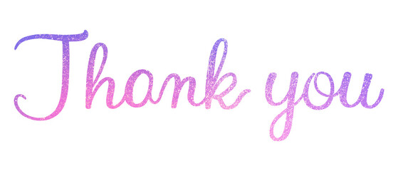PNG thank you, glittery purple calligraphy digital sticker in transparent background © Rawpixel.com