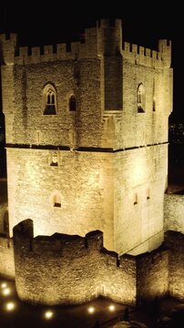 Castle of Braganza at night Vertical View