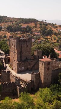 Castle of Braganza in Portugal Aerial Vertical View
