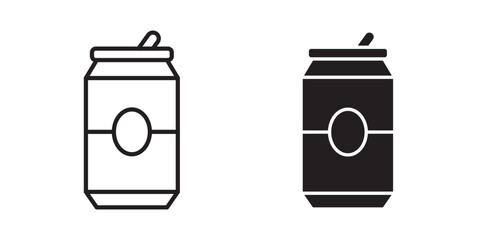 Naklejka na ściany i meble Beer can icon flat outline in black