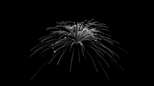 Glowing white sparkle stars explode into a radiant dust trail with magical twinkles and shimmering particles for magical festive projects on black screen background in 4k