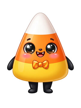 Cute Halloween Candy Corn Mascot Character