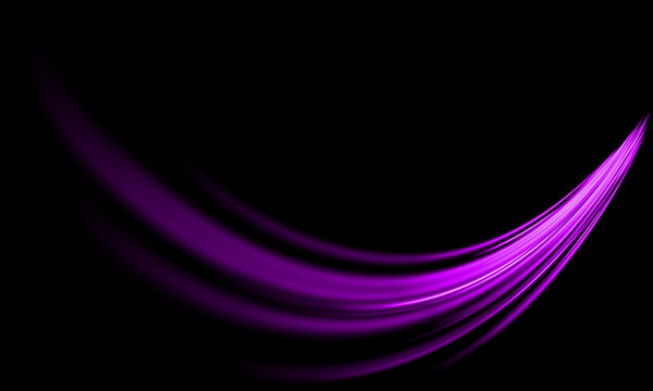 Abstract purple wave design featuring a futuristic glowing line light effect on a deep black background