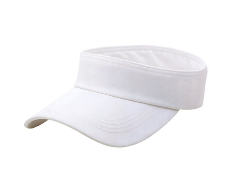 White visor with textured fabric and curved brim.