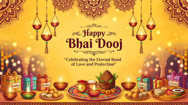 Vector illustration of Happy Bhai Dooj social media feed template