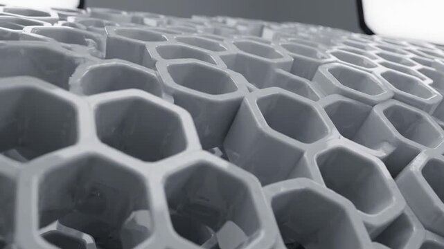 White 3D hexagonal honeycomb pattern architectural abstract texture.