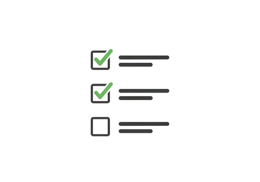 Checklist icons with two checked and one unchecked isolated on white background
