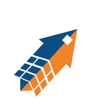 Abstract Arrow and Cube Logo