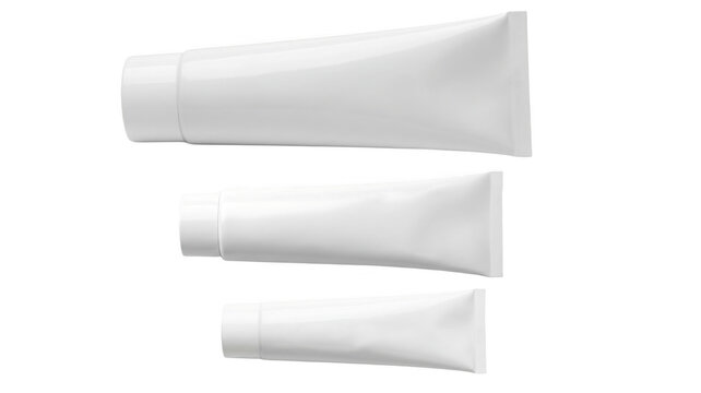 Blank white toothpaste tubes in different sizes on black
