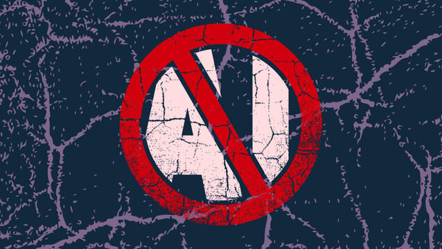No AI sign, color vector illustration