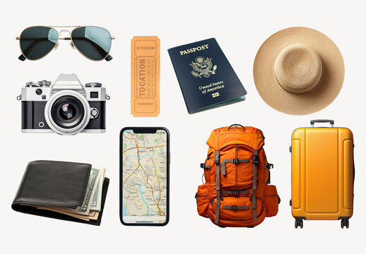 Travel Essentials For Adventurous Journeys Element Set
