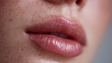 Obraz premium Beautiful natural lips with soft texture and healthy glossy appearance 