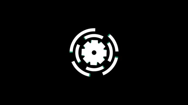 Spinning gears animation. glowing neon setting icon, red color settings icon. Glowing neon line setting icon with spinning gears icon animation.