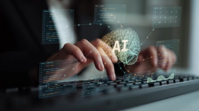 Context indexing and semantic links supply information to an AI process, while execution records connect reasoning with actions and policy validation.
