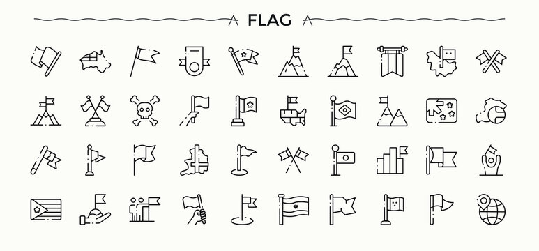 Flag icon collection. Mark icon collection. Perfect for logos and infographic. Related to landmark, banner, victory, national and more. Editable stroke collections.