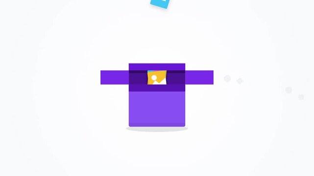 Flat animation of a shipping bag being packed and zipped shut