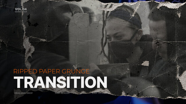 Ripped Paper Grunge Transition / Grungy Torn Texture Wipes and Analog Paper Collage Reveals for Documentary Storytelling / Horizontal / Part 04