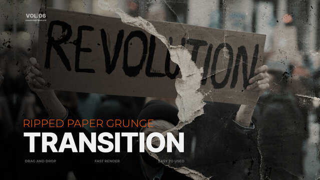 Ripped Paper Grunge Transition / Worn Paper Peel Wipes and Handmade Scrapbook Reveals for Indie Editorial Projects / Horizontal / Part 06