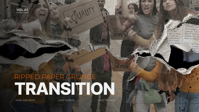 Ripped Paper Grunge Transition / Torn Newspaper and Rough Edge Paper Rip Scene Changes for Documentary and Music Videos / Horizontal / Part 01