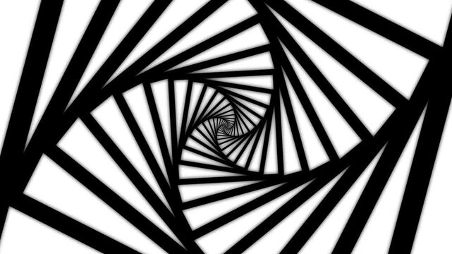 Geometric spiral pattern black and white minimalist infinite loop abstract visual creative motion study