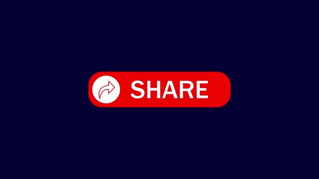 Modern minimalist share button animation red circular with bold text highlighting social media sharing