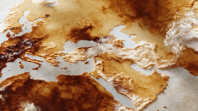 Aerial View of Europe and Middle East with Earthy Tones and Textures