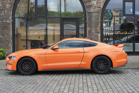 orange Ford Mustang GT car in Edinburgh