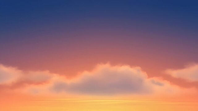 Soft clouds floating in a gradient sky at sunset with orange and blue