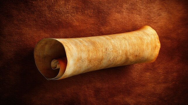 Ancient Scroll on Rustic Background Representing Historical Manuscript