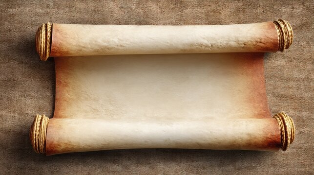 Ancient Scroll on Textured Background with Decorative Accents