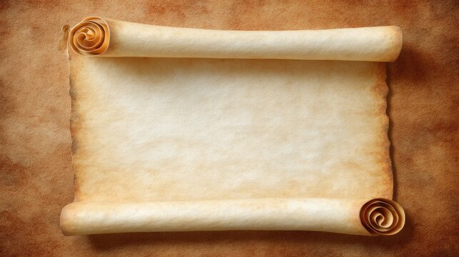 Vintage Scroll With Decorative Edges on Aged Paper Background