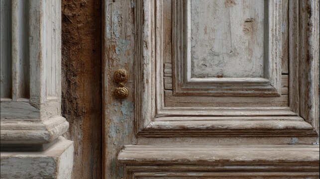 Old Weathered Wood Door with Intricate Texture and Detail