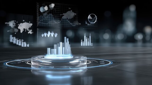 Futuristic Data Visualization with Graphs and Analytics Elements