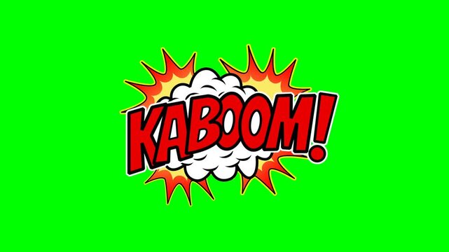 KABOOM Comic Text Animation on Green Screen