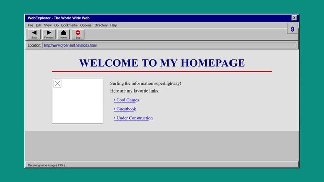 Retro computer browser window getting filled with error popups