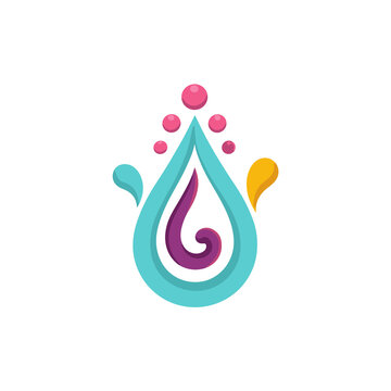 Abstract colorful water drop logo element