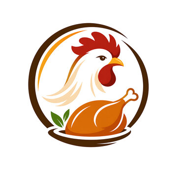 Chicken and roasted poultry food logo vector template