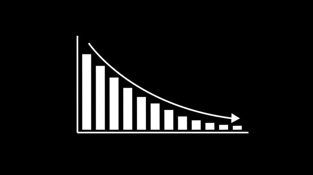 Animated down graph icon designed in flat icon style. Finance, Business Info graphic animation, Bar down graph Animated down graph icon, business or finance, down graph bar,4k video