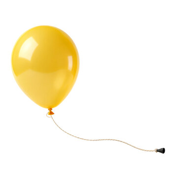 [Transparent Background PNG]Bright Yellow Inflatable Balloon with Tether String