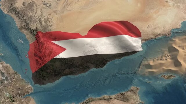 A high-quality 3D aerial satellite view of the map of Yemen