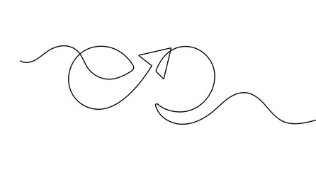 Obraz premium Infinity arrow continuous line art depicting a flowing loop symbol with editable stroke in clean vector format.