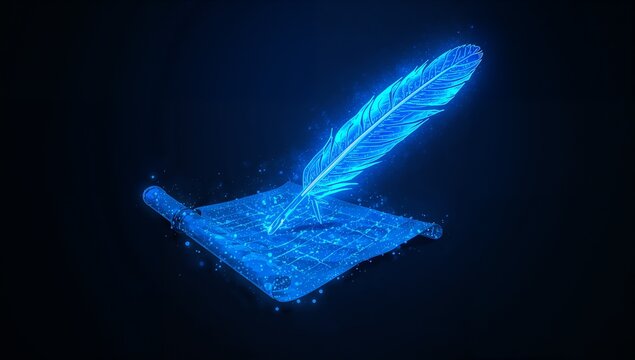 Digital Pen and Paper with Futuristic Technology Elements in Sci-Fi Style