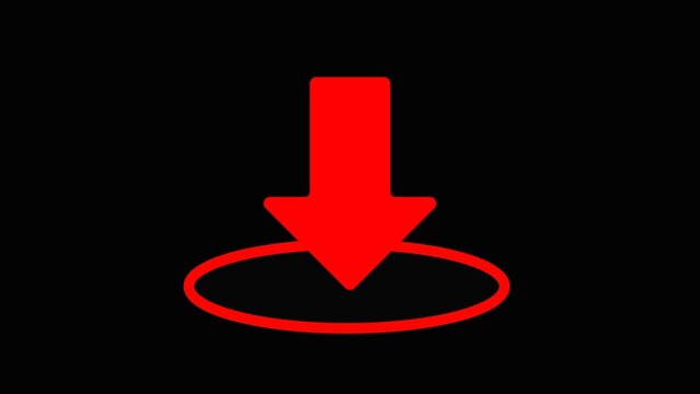 Red arrow pointing down toward a glowing oval target a bright directional