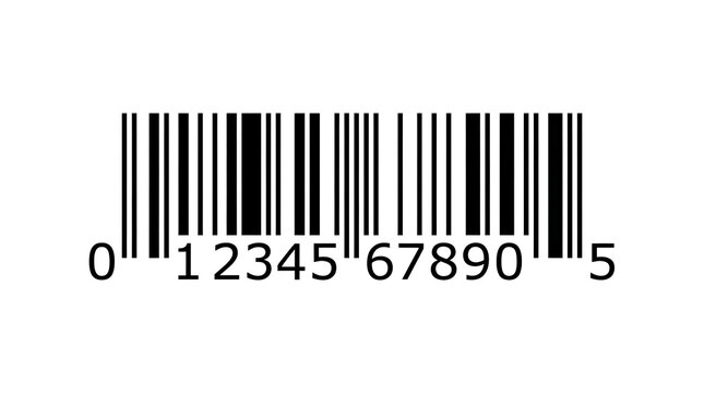 Black and white barcode numbers 012345678905