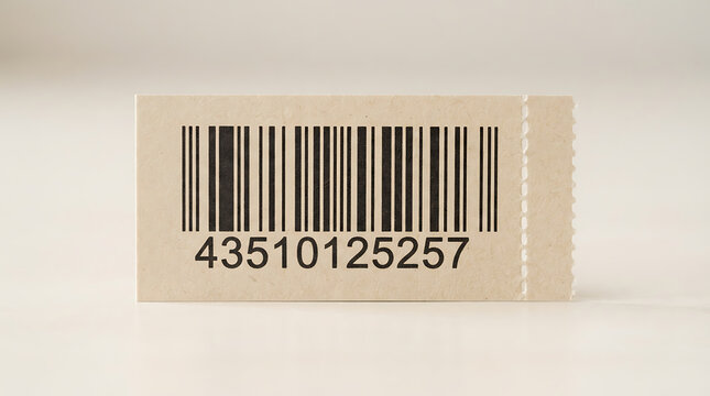 Close-up of a barcode label on brown paper
